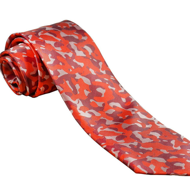Red Camouflage Silk Tie and Pocket Square Paul Malone Ties - Paul Malone.com