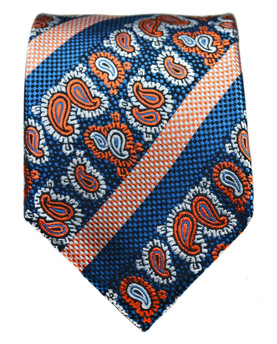 Blue and Orange Silk Tie and Pocket Square | Paul Malone