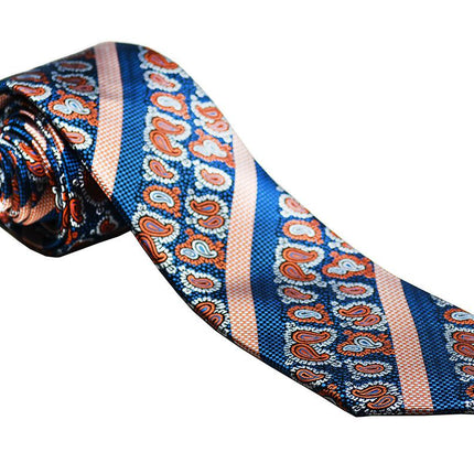 Blue and Orange Silk Tie and Pocket Square Paul Malone Ties - Paul Malone.com