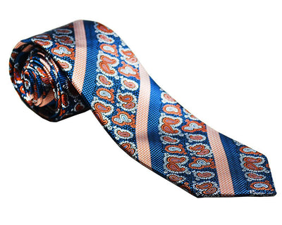 Blue and Orange Silk Tie and Pocket Square Paul Malone Ties - Paul Malone.com