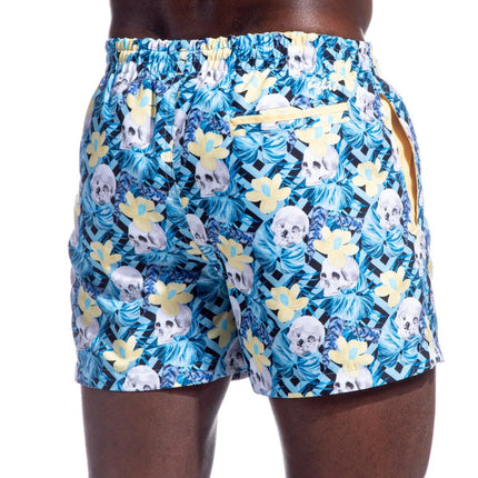 Skulls and Flowers Swim Trunks by EightX Eight X Trunks - Paul Malone.com