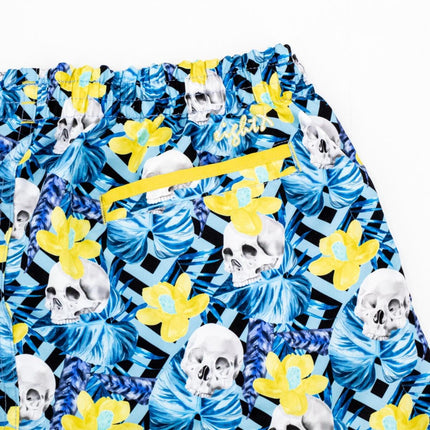 Skulls and Flowers Swim Trunks by EightX Eight X Trunks - Paul Malone.com