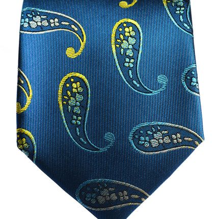 Blue Paisley Silk Tie and Pocket Square Paul Malone Ties - Paul Malone.com