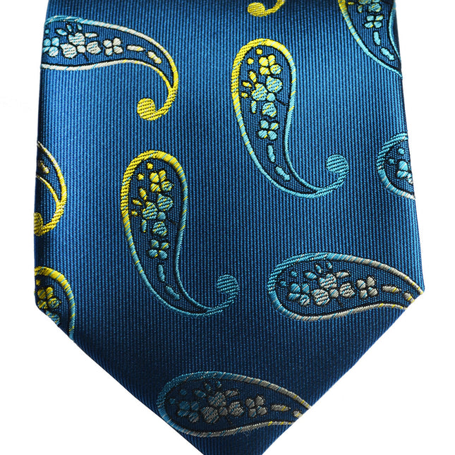 Blue Paisley Silk Tie and Pocket Square Paul Malone Ties - Paul Malone.com