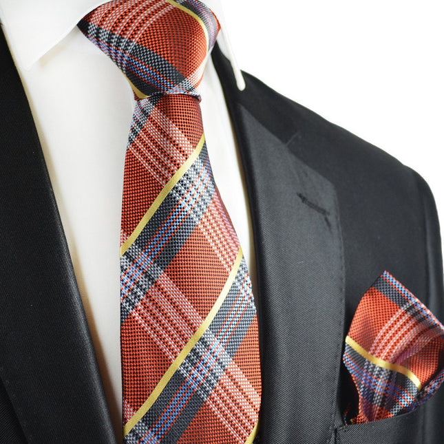 Picante Red Silk Tie and Pocket Square Set Paul Malone Ties - Paul Malone.com