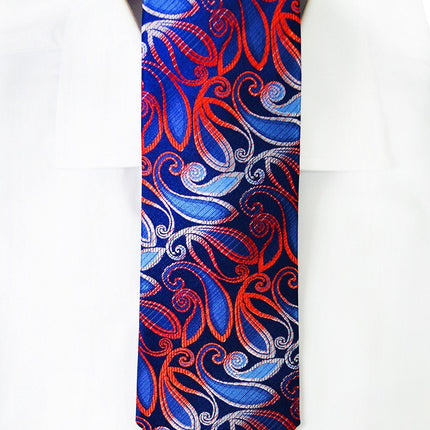 Blue and Fire Red Silk Tie Set Paul Malone Ties - Paul Malone.com