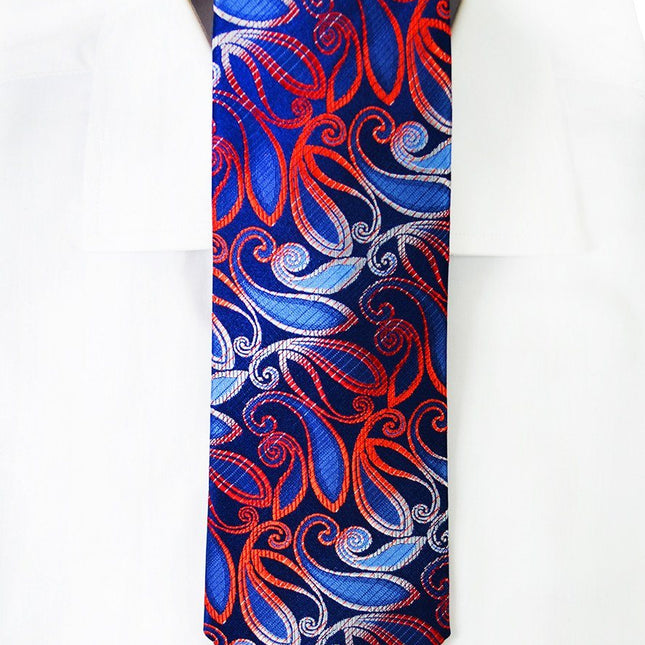 Blue and Fire Red Silk Tie Set Paul Malone Ties - Paul Malone.com