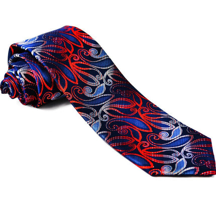 Blue and Fire Red Silk Tie Set Paul Malone Ties - Paul Malone.com
