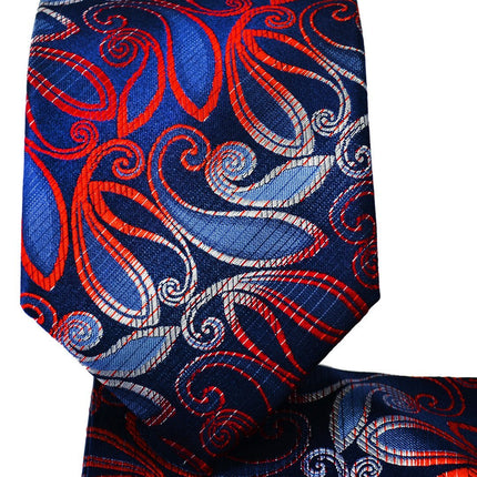 Blue and Fire Red Silk Tie Set Paul Malone Ties - Paul Malone.com