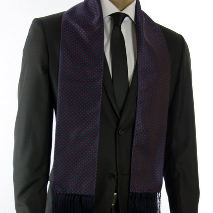 Navy and Red Polka Dots Men's Tuxedo Scarf Paul Malone Scarves - Paul Malone.com