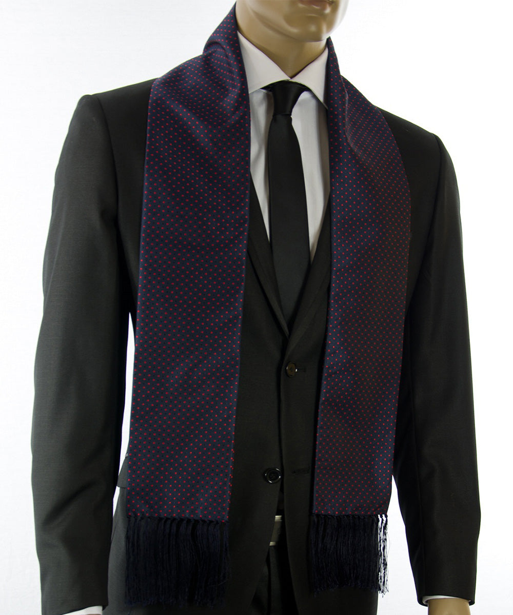 Navy and Red Polka Dots Men's Tuxedo Scarf Navy and Red Polka Dots Men's Tuxedo Scarf