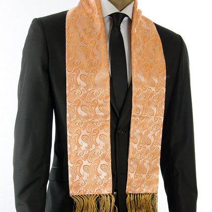 Peach Cobbler Orange Paisley Men's Tuxedo Scarf Brand Q Scarves - Paul Malone.com