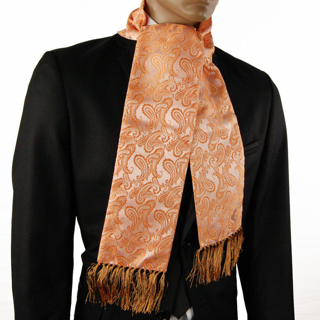 Peach Cobbler Orange Paisley Men's Tuxedo Scarf Brand Q Scarves - Paul Malone.com