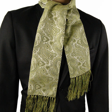 Piquant Green Paisley Men's Tuxedo Scarf Paul Malone Scarves - Paul Malone.com