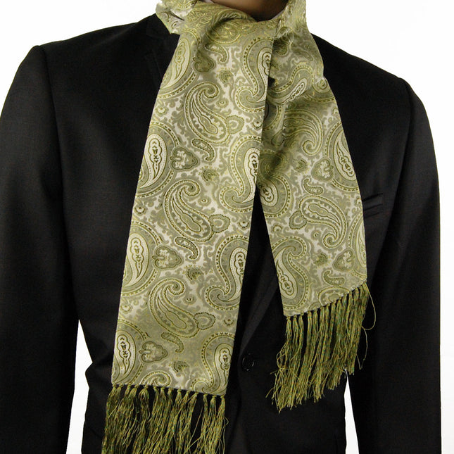 Piquant Green Paisley Men's Tuxedo Scarf Paul Malone Scarves - Paul Malone.com