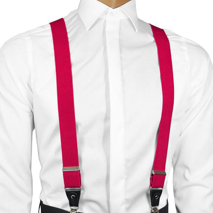 Solid Pink Men's Suspenders Paul Malone Solid Pink Men's Suspenders Paul Malone