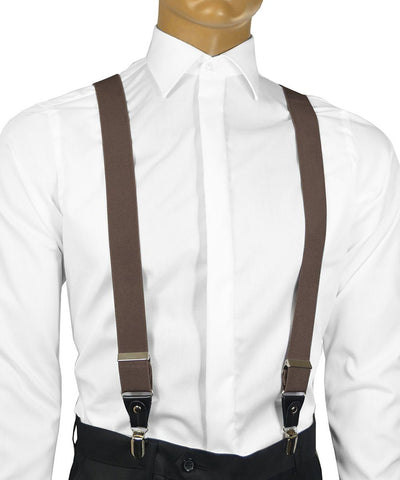 Solid dark Brown Men's Suspenders Suspenders Suspenders - Paul Malone.com