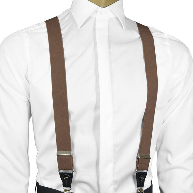 Solid Brown Men's Suspenders Suspenders Suspenders - Paul Malone.com