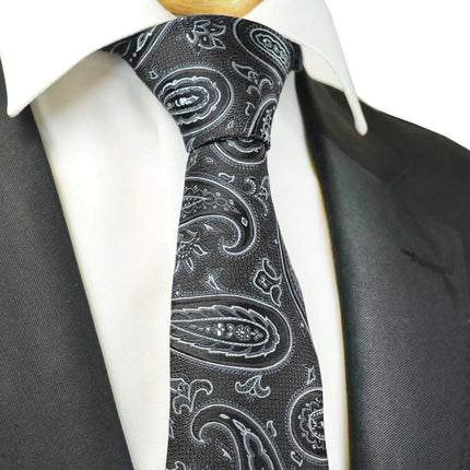 Black Rough Paisley Men's Necktie Paul Malone Ties - Paul Malone.com