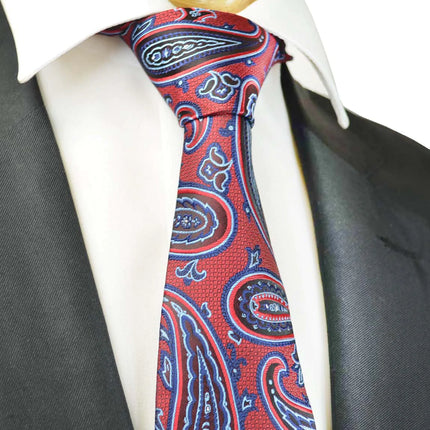 Red Rough Paisley Men's Necktie Paul Malone Ties - Paul Malone.com