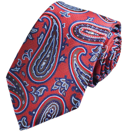 Red Rough Paisley Men's Necktie Paul Malone Ties - Paul Malone.com