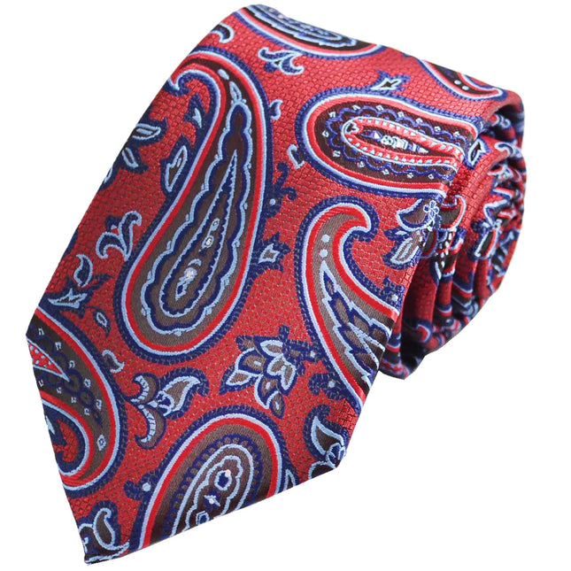 Red Rough Paisley Men's Necktie Paul Malone Ties - Paul Malone.com