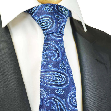 Amparo Blue Rough Paisley Men's Necktie Paul Malone Ties - Paul Malone.com
