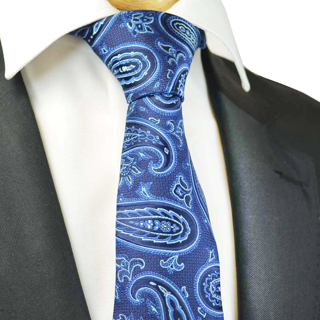 Amparo Blue Rough Paisley Men's Necktie Paul Malone Ties - Paul Malone.com