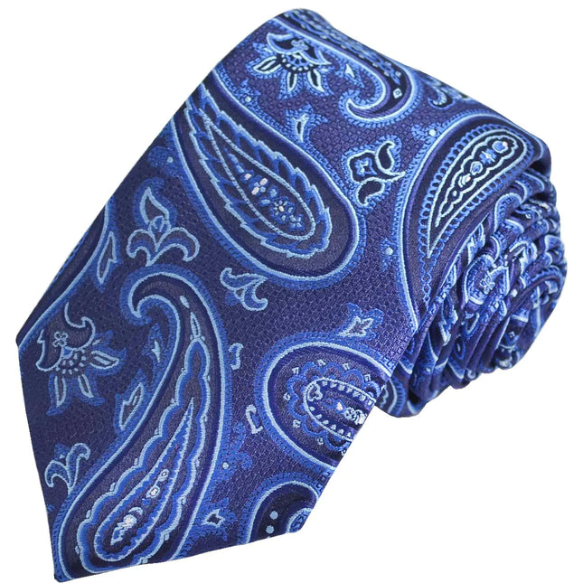 Amparo Blue Rough Paisley Men's Necktie Paul Malone Ties - Paul Malone.com