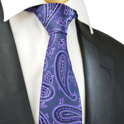 Dahlia Purple Rough Paisley Men's Necktie Paul Malone Ties - Paul Malone.com