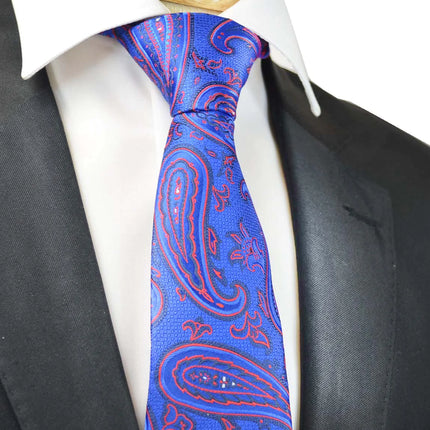 Dazzling Blue Rough Paisley Men's Necktie Paul Malone Ties - Paul Malone.com