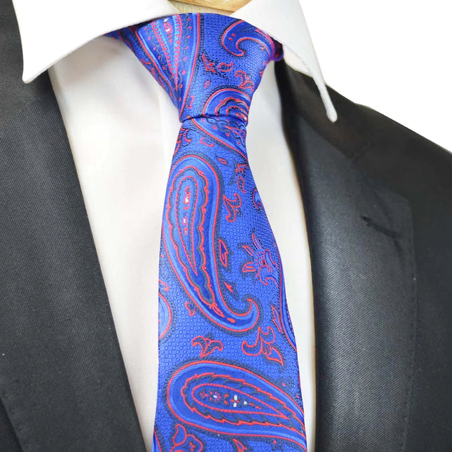 Dazzling Blue Rough Paisley Men's Necktie Paul Malone Ties - Paul Malone.com