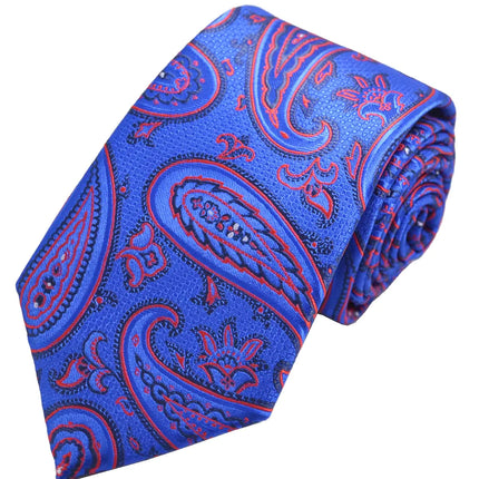 Dazzling Blue Rough Paisley Men's Necktie Paul Malone Ties - Paul Malone.com