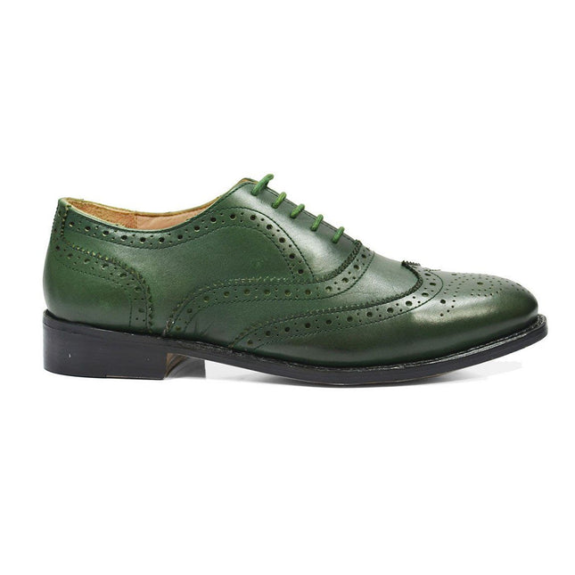 SEBASTIAN Full Brogue Oxford Leather Shoes in Pine Green Paul Malone Shoes - Paul Malone.com