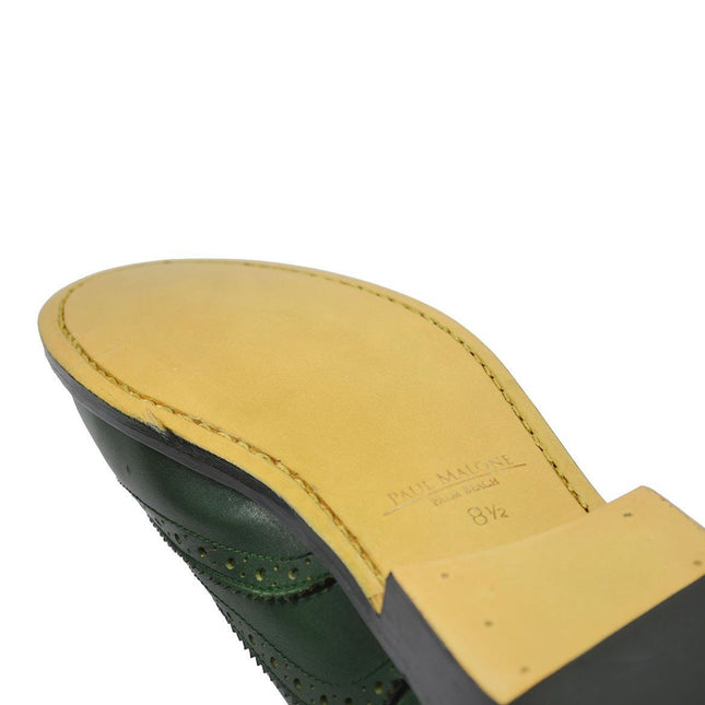 SEBASTIAN Full Brogue Oxford Leather Shoes in Pine Green Paul Malone Shoes - Paul Malone.com