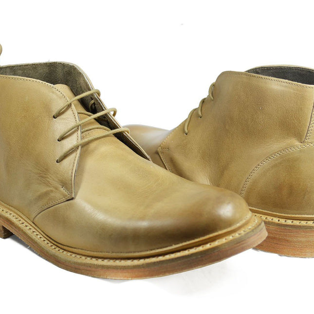 SHELTON Ivory Cap Toe Leather Boots by Paul Malone Paul Malone Shoes - Paul Malone.com