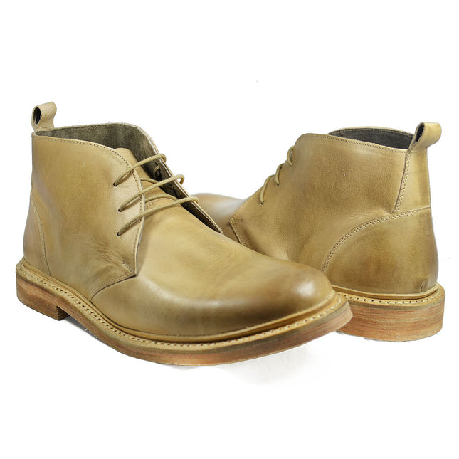 SHELTON Ivory Cap Toe Leather Boots by Paul Malone Paul Malone Shoes - Paul Malone.com