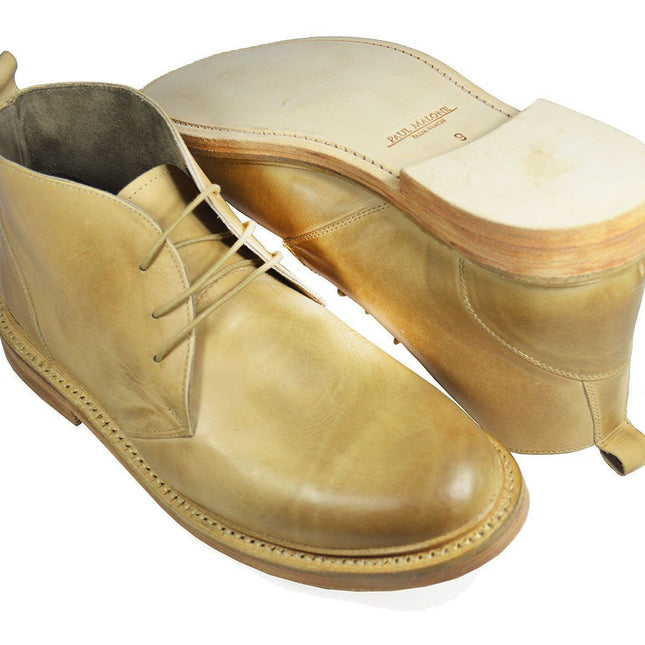 SHELTON Ivory Cap Toe Leather Boots by Paul Malone Paul Malone Shoes - Paul Malone.com