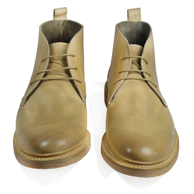 SHELTON Ivory Cap Toe Leather Boots by Paul Malone Paul Malone Shoes - Paul Malone.com