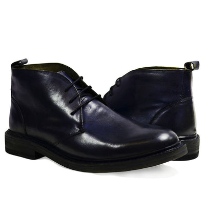 SHELTON Navy Full Leather Boots by Paul Malone Paul Malone Shoes - Paul Malone.com
