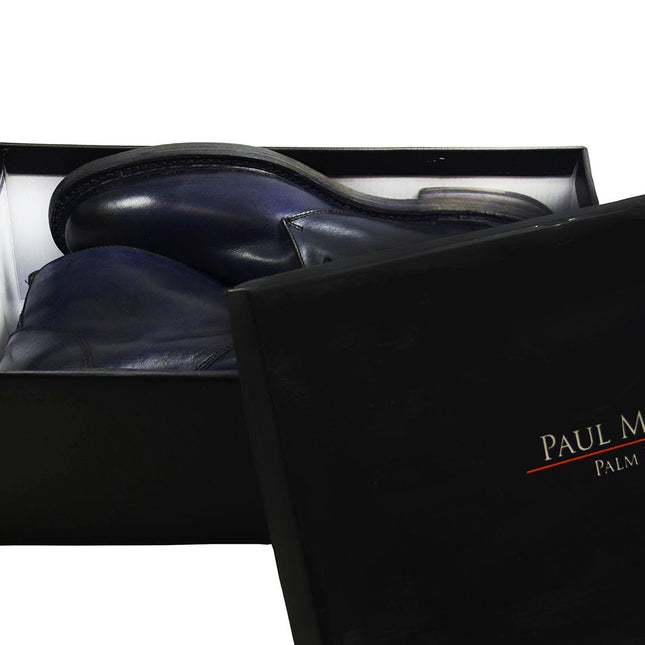 SHELTON Navy Full Leather Boots by Paul Malone Paul Malone Shoes - Paul Malone.com