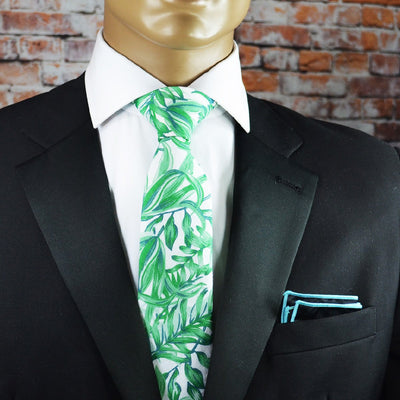 Aloe Green Floral Cotton Men's Tie by TiePassion Tie Passion Ties - Paul Malone.com