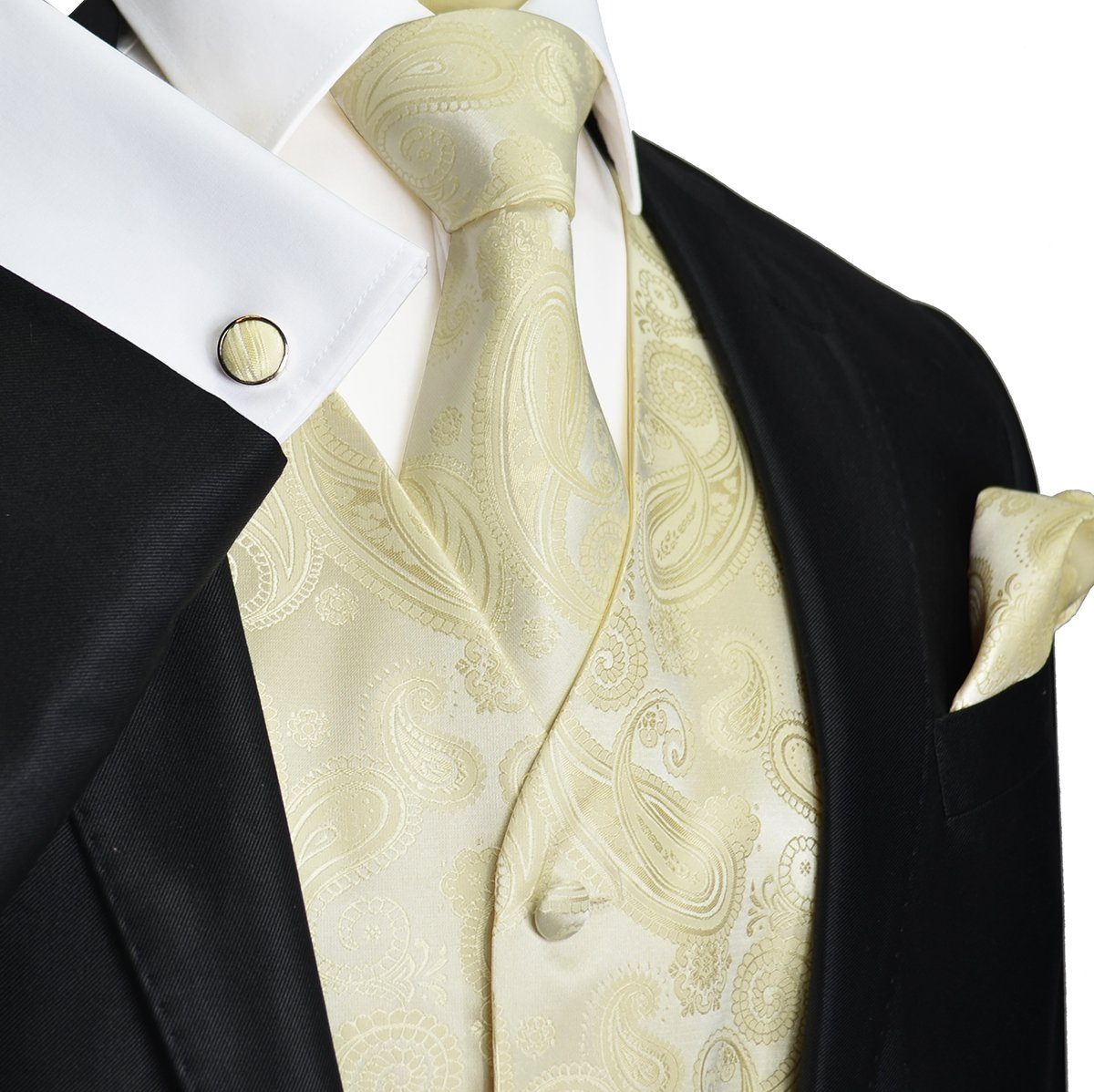 Champagne Paisley Tuxedo Vest Set | Paul Malone