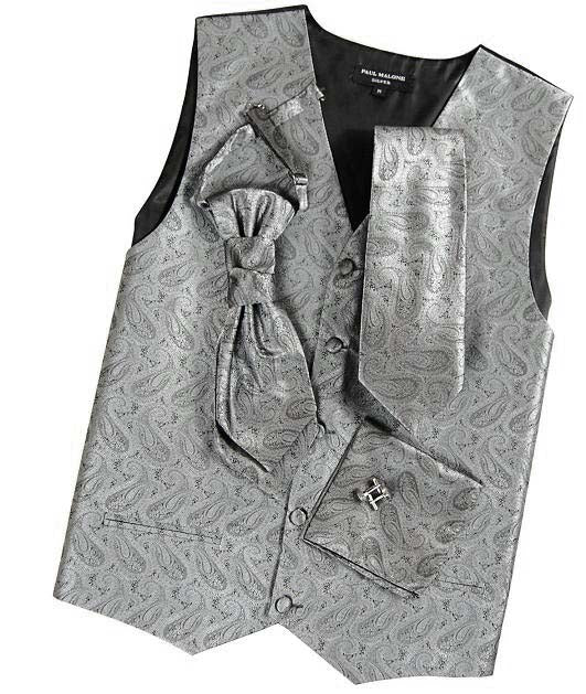Silver Gray Paisley Tuxedo Vest Set | Paul Malone
