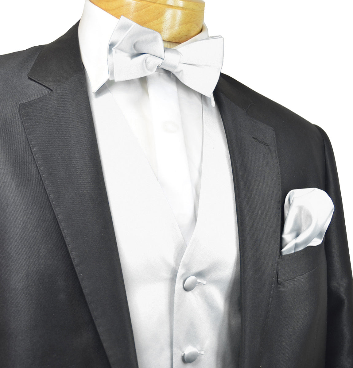 Classic Solid White Mens Tuxedo Vest Set Medium (Chest Width 42in.) / White / Necktie Classic Solid White Mens Tuxedo Vest Set Medium (Chest Width 42in.) / White / Necktie