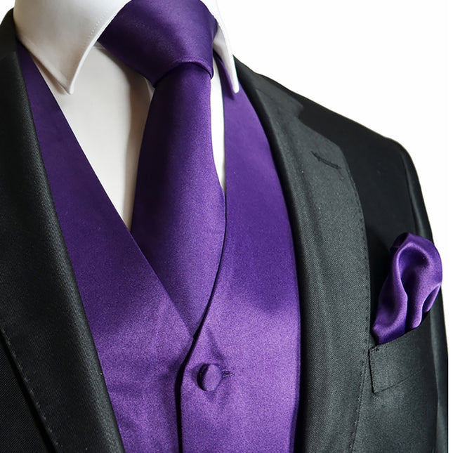 Solid Purple Tuxedo Vest Set Vittorio Farina Vest - Paul Malone.com