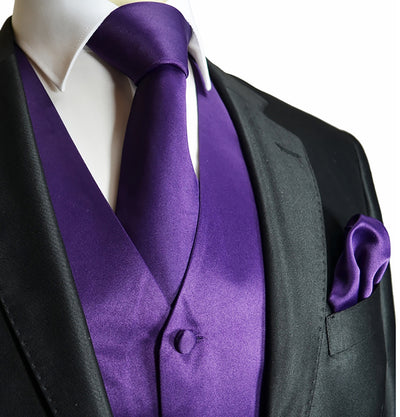 Solid Purple Tuxedo Vest Set Vittorio Farina Vest - Paul Malone.com