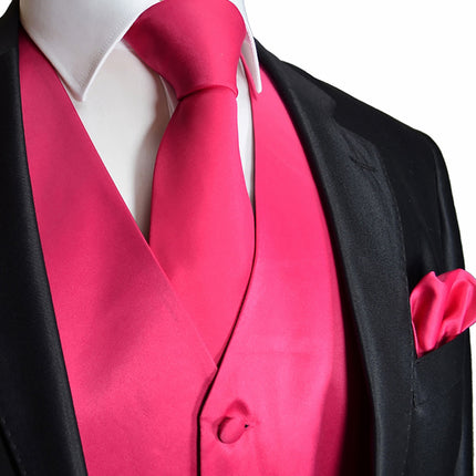 Solid Hot Pink Tuxedo Vest Set Vittorio Farina Vest - Paul Malone.com