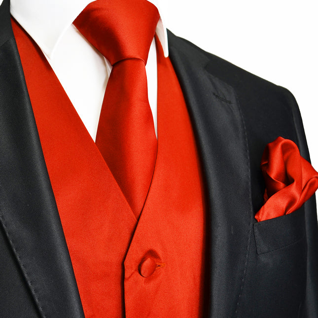 Solid Coral Tuxedo Vest Set Vittorio Farina Vest - Paul Malone.com