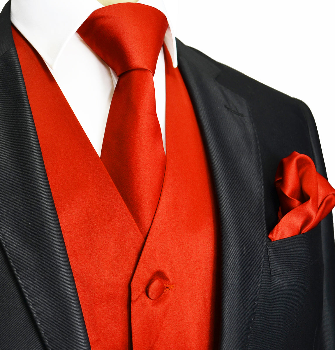 Solid Coral Tuxedo Vest Set | Paul Malone